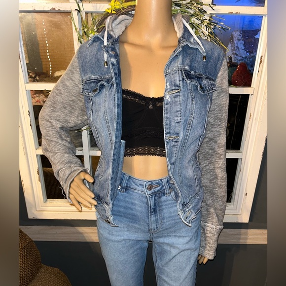 Free People hooded denim jacket M - Picture 1 of 7